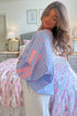 Slouchy Striped Contrast Trim Oversized Loungewear Pullover Top